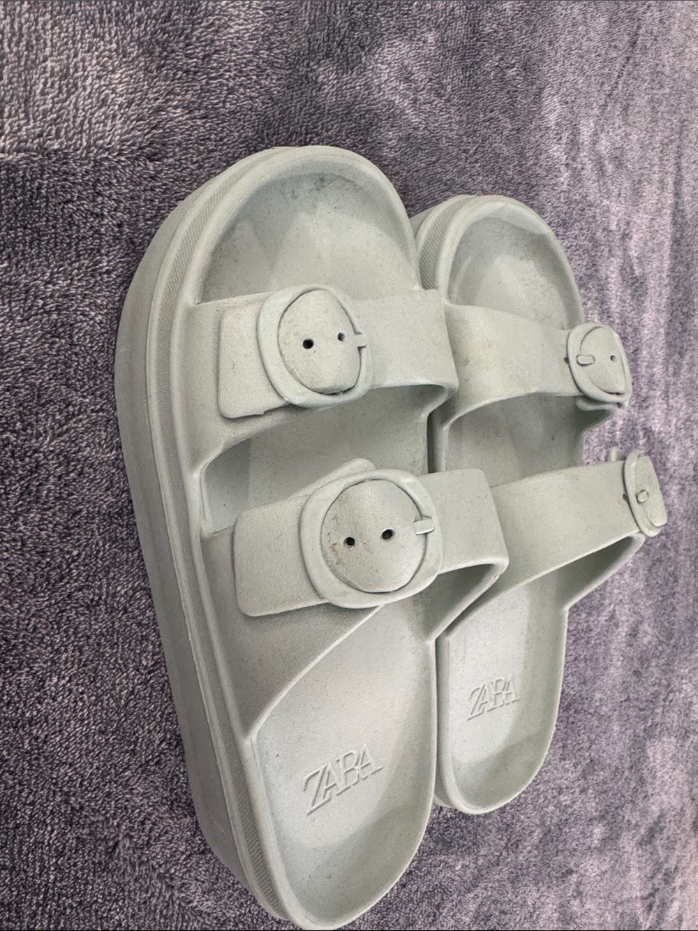 Zara Pale Double Buckle Slide Sandals